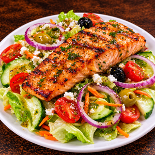 Soprano’s Tossed Salad with Grilled Salmon