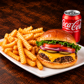 #4 Burger with crinkle fries