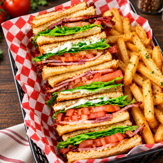 BLT Club Sandwich With Fries
